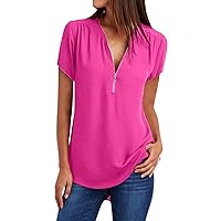 Loose Fit Long T Shirts for Women Fall Summer Short Sleeve Vneck Chiffon Basic Tops T Shirt Women 2024 Y2K