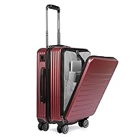 Traveler's Choice Mykel Front Pocket Polycarbonate Hardside Luggage with Laptop Sleeve and Ergonomic Handle, Red, Carry-On 22-Inch