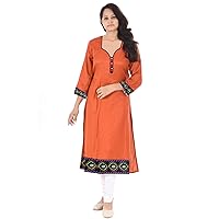 Indian Women Long Dress Cotton Tunic Bohemian Frock Suit Ethnic Party Wear Maxi Dress Orange Color