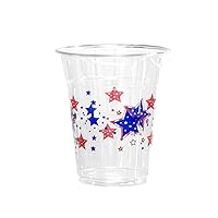 Party Essentials Soft Plastic Printed Party Cups, 12-Ounce, Patriotic Stars, 20-Count