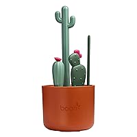 Boon Cacti Bottle Cleaning Brush Set - Includes Bottle Brush, Nipple Brush, Detail Brush, and Straw Brush - Baby Bottle Brush Set for Bottle Drying Rack - Baby Essentials - 4 Count
