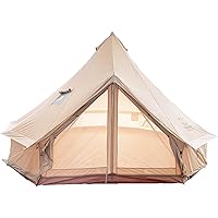 S'more Canvas Family Camping Tent for 4/6/8 Person, 4 Season Glamping Tent, Hot Tent with Stove Jack, Waterproof, Windproof, and Weather Resistant Bell, Yurt, Tipi, Teepee Tent