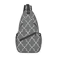 Quatrefoil Grey Print Cross Chest Bag Sling Backpack Crossbody Shoulder Bag Travel Hiking Daypack Unisex