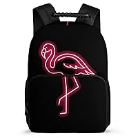 Pink Flamingo Neon 16 Inches Travel Backpacks Funny Shoulder Bag Lightweight Daypack