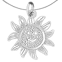 Silver Sun Necklace | Rhodium-plated 925 Silver Sun Pendant with 18