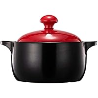 Kitchen Pot Casserole Dishes 2.5L with Lids Clay Casserole Pot Clay Pot for Cooking -Black，with Cover，High Temperature Resistance
