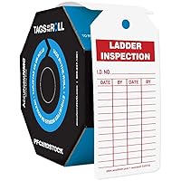 100 Tags by-The-Roll, Ladder Inspection Tags with Record, US Made OSHA Compliant Ladder Tags, Waterproof PF-Cardstock, Resists Tears, 6.25