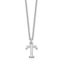 Jewels By Lux 10K White Gold Cutout Letter Initial Cable Chain Necklace (Length 18 in)