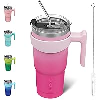 Tumbler With Handle 20 oz Tumbler With Lid And Straw Reusable Stainless Steel Travel Mug Insulated Coffee Cups,Sakura