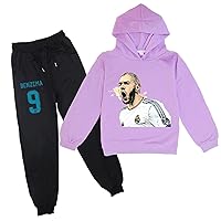 Kids Lightweight Casual Clothing Outfits Benzema 2 Piece Sets Boys Fall Comfy Loose Fit Tracksuits(2-14Y)