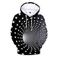 Mens Long Sleeve Hoodies 3D Printing Creative Round Neck Casual Shirts Top Blouse Lightweight Hoodies for Men