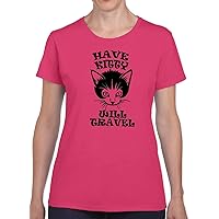 Have Kitty Will Travel Pink Ladies T Shirt