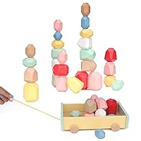 Wooden Stacking Blocks, 26 PCS Balancing Wood Building Blocks Set, Sorting and Stacking Games for Preschool Learning Educational Puzzle, Montessori Toys for Kids Toddlers 1Year Old+