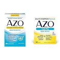 AZO Complete Feminine Balance Daily Probiotics for Women & Yeast Plus Dual Relief Tablets, Yeast Infection and Vaginal Symptom Relief, Relieves Itching & Burning, 60 Count