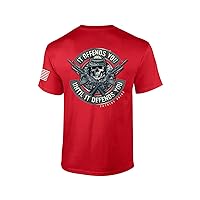 Patriot Pride It Offends You Until It Defends You American Patriotic Skull 2nd Amendment Short Sleeve T-Shirt