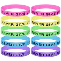 Never Give Up Silicone Wristbands, Glow-in-the-dark Rubber Bracelets