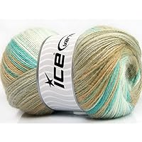 Angora Active, Camel, Beige, Turquoise, White Acrylic and Angora Blend Yarn, Weight (#2Fine, Sport, Baby) 546 Yards (500 Meters) 3.53 Ounces (100 Grams)