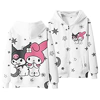 Hoodie Sweatshirts Women's Long Sleeve Pullover Girls Kawaii Cartoon Zipper Hooded Sweater