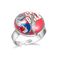 Cool Dinosaur Playing Basketball Adjustable Rings for Women Girls, Stainless Steel Open Finger Rings Jewelry Gifts