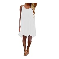 White Dress Women Long 3/4 Sleeve, Short Fashion Summer Out Women Howllow Back Chiffon Strap Spaghetti Beach D