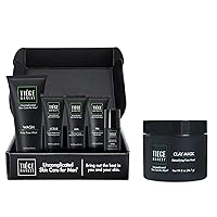 Advanced Skin Care Routine for Men (Level 2 System) & Detoxifying Facial Clay Mask Bundle