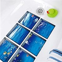 ChezMax Goldfish Non Slip Bathtub Stickers, Adhesive Anti Slip Shower Floor Stickers Bath Tub Decals Treads Safety Waterproof Bathtub Grip Appliques Tattoos, 6 Pcs 3D Sea Design, Square 5.1
