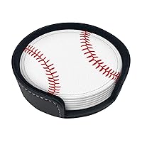 Funny Baseball Design Drink Coasters Protect Furniture from Water Marks and Damage,Suitable for Kinds of Cups,Set of 6