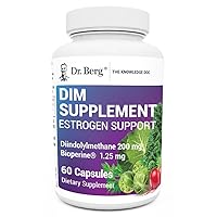 Dr. Berg’s DIM Supplement Estrogen Support for Women - Mood, Skin & Energy Support Diindolylmethane with Bioperine - Hormone Balance for Women Before, During, and After Menopause - 60 Capsules