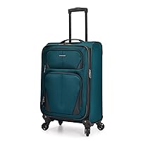 U.S. Traveler Aviron Bay Expandable Softside Luggage with Spinner Wheels, Teal, Carry-on 22-Inch