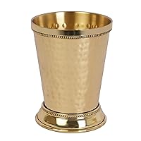 Designer Brass Mint Julep Cup Goblet Tumbler Capacity 12 Ounce Each Gold (Hammered), HT-JULEP01, 6 inches