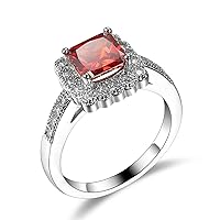 Engagement Ring for Women, Ruby Engagement Ring Cubic Zirconia Silver-Plated-Base Simple Size for Women Girls Jewelry Gifts