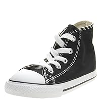 Converse Kids' Chuck Taylor All Star Canvas High Top Sneaker, Black/White/Black, 8 Toddler