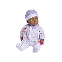 JC Toys - La Baby - Hispanic 20-inch Large Soft Body Baby Doll - Washable - Removable Purple Outfit with Hat and Pacifier - For Children 2 Years and up