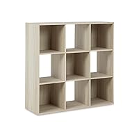 Signature Design by Ashley Socalle Modern 9 Cube Storage Organizer or Bookcase, Beige