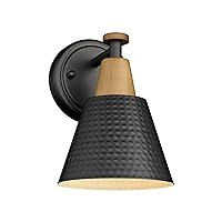 FEMILA Black Wall Sconces, Rustic Industrial Wall Lamps, 1-Light Sconces Wall Lighting with Hammered Metal Shade, Bathroom Vanity Light Fixture for Bedroom Living Room Kitchen,4FG59B BK