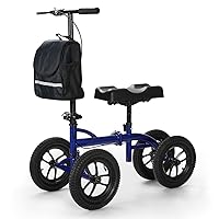 OasisSpace Bariatric Knee Walker - Heavy Duty Knee Scooter with 12 inch Pneumatic for 500LB, All Terrain Knee Scooters for Foot Injuries Adult, Broken Leg