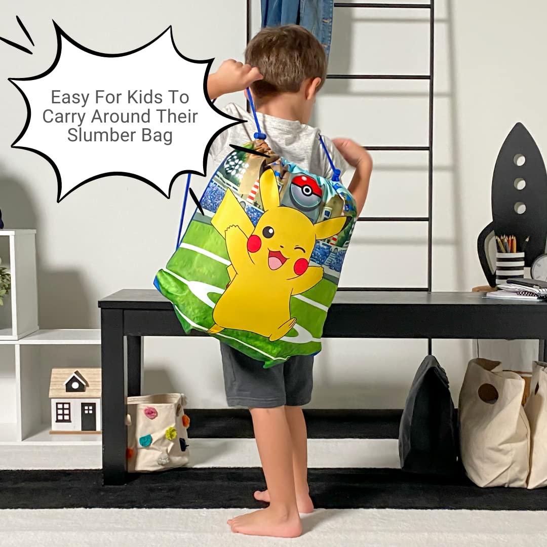 Pokémon Anime Kids Soft Lightweight 2 Piece Sleeping/Slumber Bag and Sling Bag Set, 46