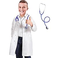 BOMLY Lab Coat for Kids - White Doctor Coat with Stethoscope Toys Kids Vet Coat, Doctor Dress Up Costume for Boys Girl