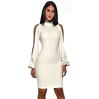 Bandage Dress 2017 - White Cut Out Sleeve Stretch Crepe Bandage Party Dress