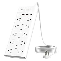 Power Strip Surge Protector Outlet Extender with 14 Outlets and 4 USB Ports (2 USB C), 6 Ft Extension Cord & Flat Plug, 1700 Joules, Wall Mount for Home, Office, Dorm, White