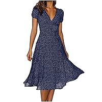 AODONG Deals of The Day Clearance Casual Dresses for Women Summer Dresses 2024 Sleeveless Working Short Sleeve Casual Plus Size Maxi Dress