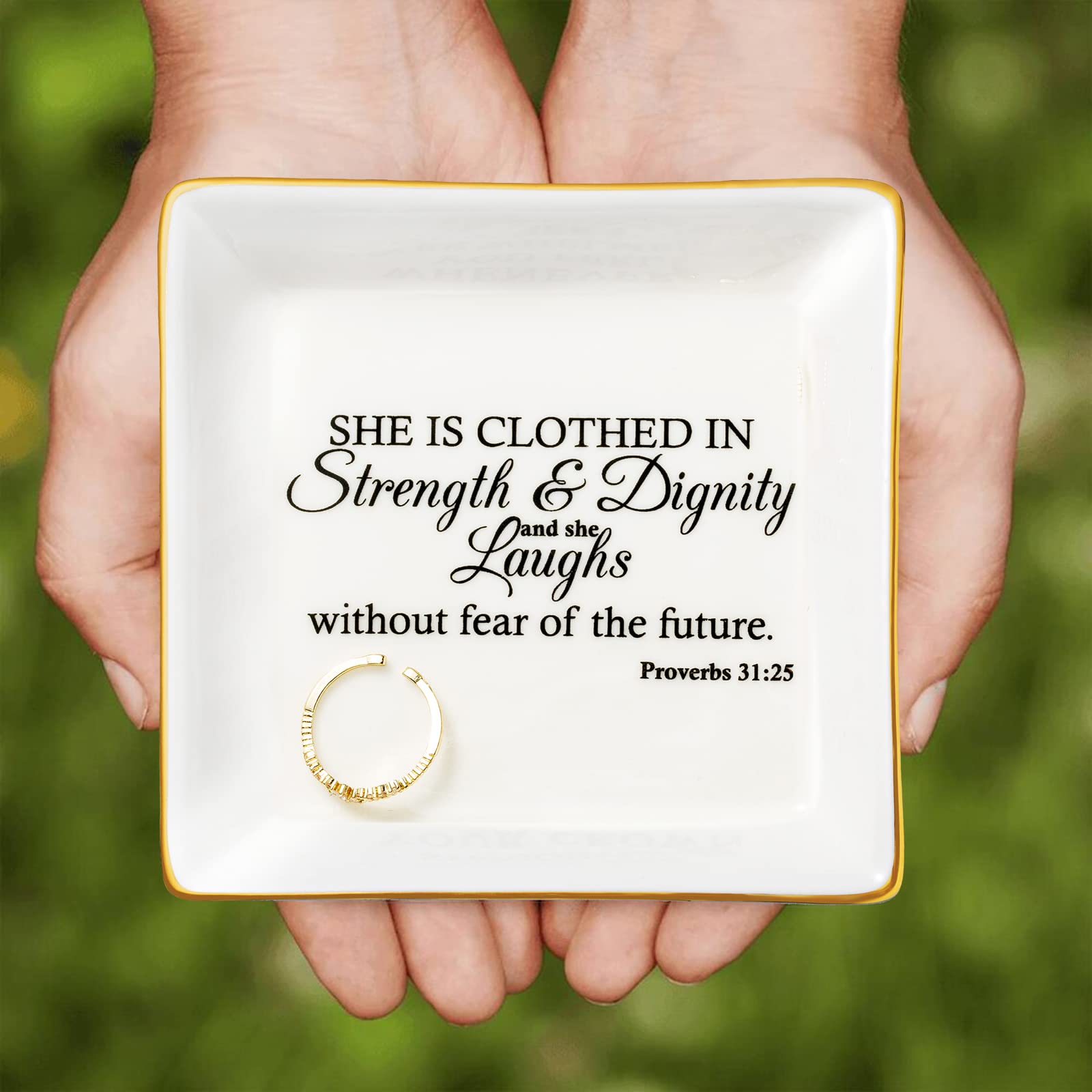 Inspirational Christian Gifts for Women Religious Gifts Ring Trinket Dish Encouragement Birthday Christmas Gifts for Daughter Sister Friend Daughter Home Decor