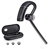 Yealink Bluetooth Headset, Wireless Bluetooth Earpiece with Four Noise Canceling Microphones, Handsfree, Mute Function, Connect to Cell Phone iPhone Android Driving Business Office