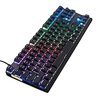 Mechanical Gaming Keyboard, RGB Rainbow Backlit 87 Keys Illuminated Computer USB Gaming Keyboard for Mac PC(Black)