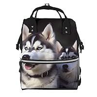 Husky Dog Print Diaper Bag Multifunction Laptop Backpack Travel Daypacks Large Nappy Bag