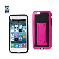 Reiko Horizontal and Vertical Kickstand Case for iPhone 6 4.7INCH, iPhone 6S 4.7inch US Carrier AT&T/T-Mobile/Verizon - Retail Packaging - Black Hot Pink