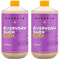 Alaffia Everyday Shea Bubble Bath, Cleanse, Soothe & Moisturize Skin, Made with Fair Trade Shea Butter, Cruelty Free, No Parabens, Vegan, Lavender, 2 Pack – 32 Fl Oz Ea