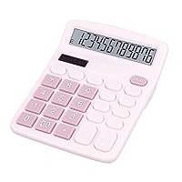 DANRONG Cute Pink Desktop Calculator with Big Buttons, Dual Power Source, Solar and Battery, Large Display Screen - Perfect for Office, Teachers, and Students
