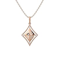 Certified 18K Gold Kite Design Pendant in Round Natural Diamond (0.03 ct) with White/Yellow/Rose Gold Chain Festival Necklace for Women
