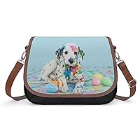 Crossbody Bag Women Dalmatian Dog Shoulder Bag Messenger Bag Leather Handbag Purse Wallet For Girls 31x22x11cm